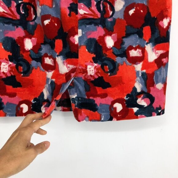 Anthropologie Vanessa Virginia Red Floral Corduroy Knee length pencil skirt Sz 8 - Picture 10 of 16